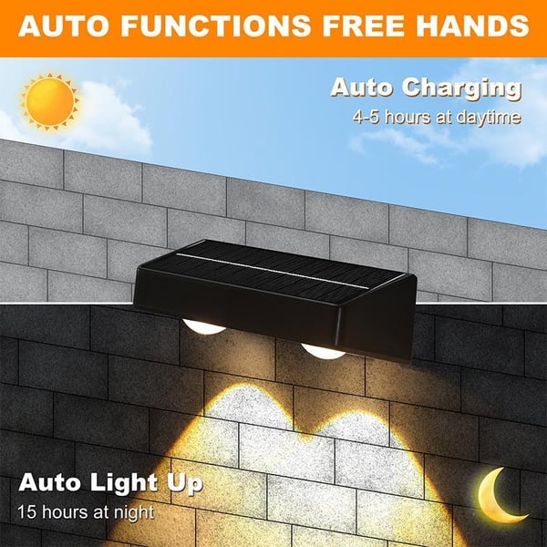 Pack Of 08 - Modern Solar Powered Fence Lights