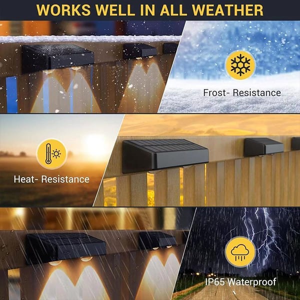 Pack Of 08 - Modern Solar Powered Fence Lights