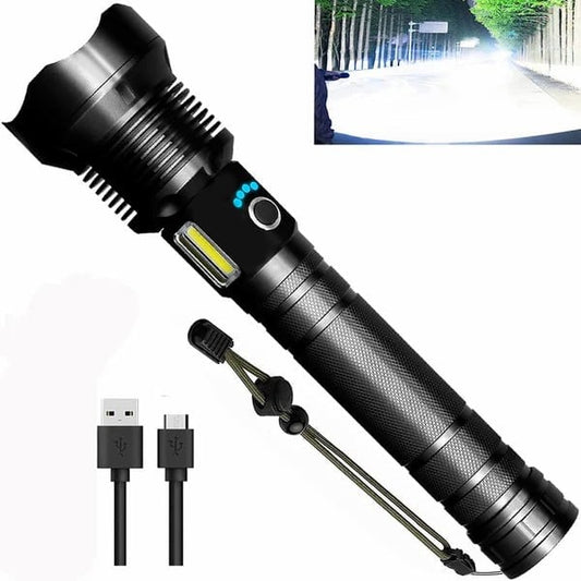 Pack Of 02 -  LED Rechargeable Tactical Laser Flashlight High Lumens