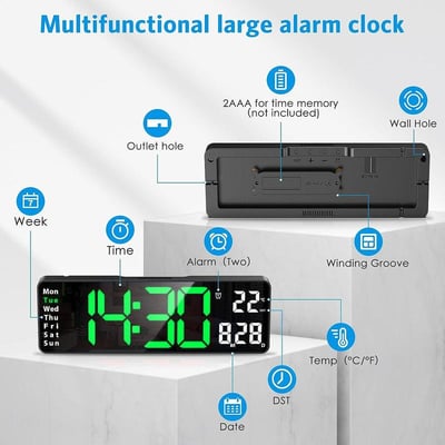 Pack of 2 - Fullscreen Digital Wall Clock Large Display