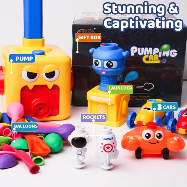 Pack Of 02 -  Balloon Car Toy Pump Set