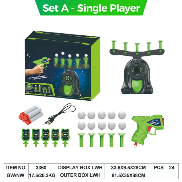 Glow-in-the-Dark Hovering Shooting Target Pistol Set