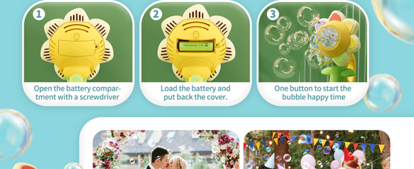 Pack Of 03 -  Seven color Flower Swing Bubble Making Machine