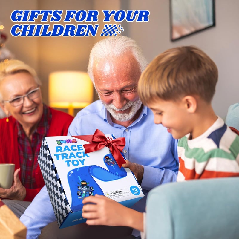 Flex Tracks 15Ft for Kids, STEM Flexible Race Car Ramp Track