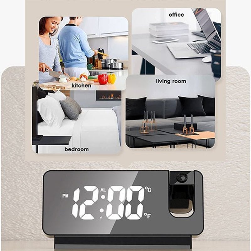 Pack of 2 - Mirror Projection Alarm Clock