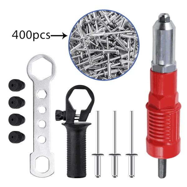 Pack Of 02 - Professional Rivet Gun Adapter Set With 4 Nozzle Screws