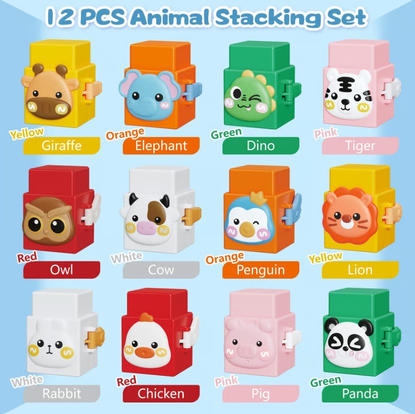 Pack Of 03 - Baby Stacking Toy – Animal Stacking Blocks Set