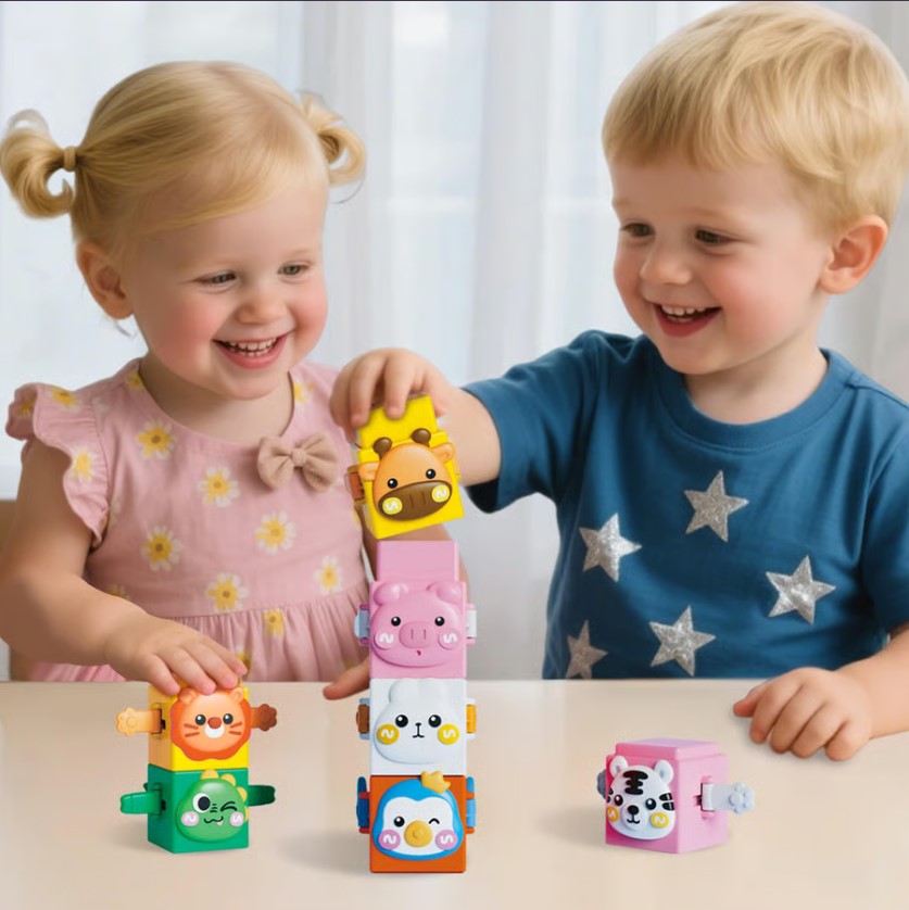 Pack Of 03 - Baby Stacking Toy – Animal Stacking Blocks Set