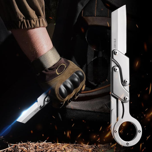 Pack Of 02 - Zsrisle 7 Inch All Steel Folding Knife, Outdoor Hunting Tactical Knife