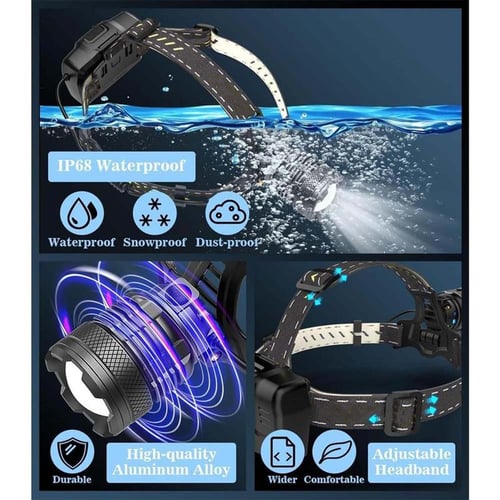 Pack Of 02 - 150000 lumen rechargeable headlamp-60H long battery life detachable