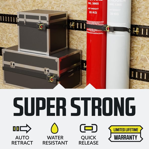 Pack of 04 -  Retractable Auto Ratchet Strap with RAIL BRACKET BUNDLE