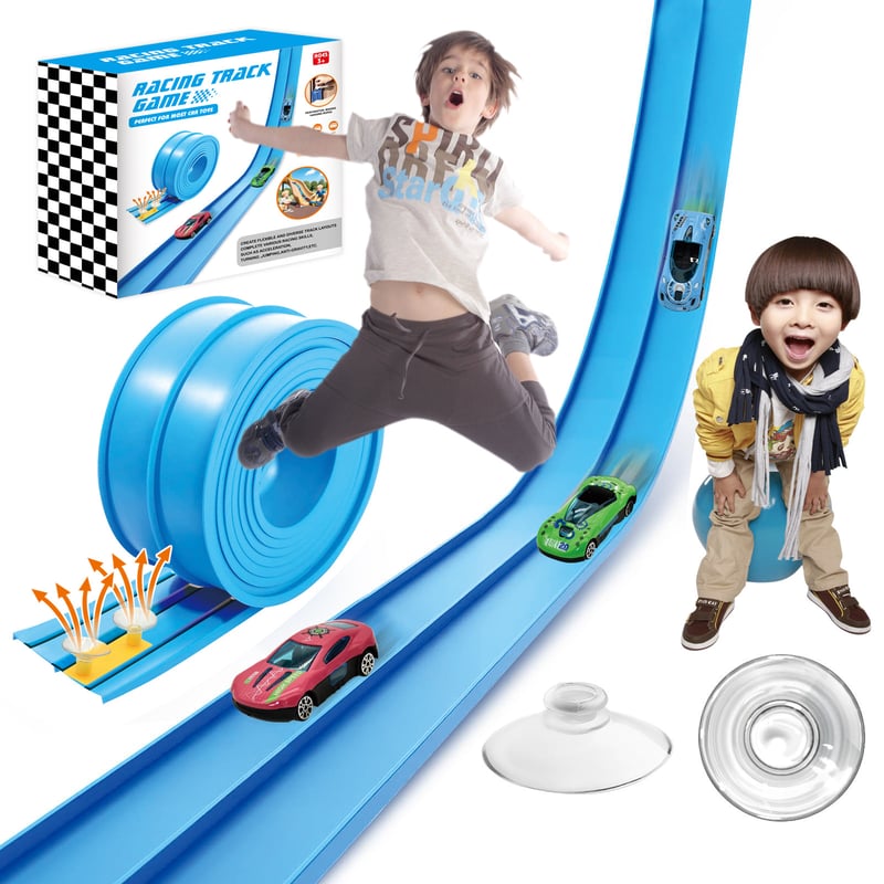 Flex Tracks 15Ft for Kids, STEM Flexible Race Car Ramp Track