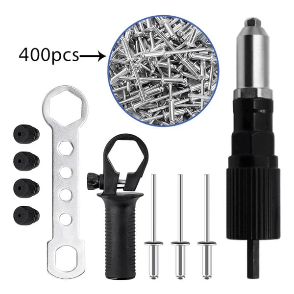 Pack Of 02 - Professional Rivet Gun Adapter Set With 4 Nozzle Screws