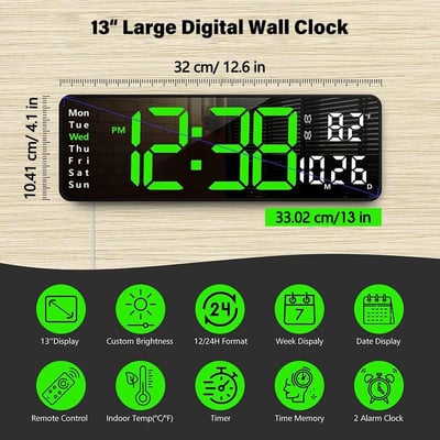 Pack of 2 - Fullscreen Digital Wall Clock Large Display