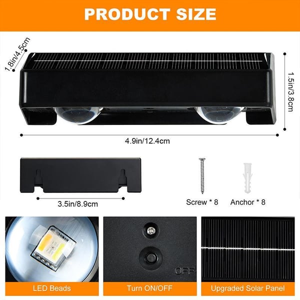 Pack Of 08 - Modern Solar Powered Fence Lights