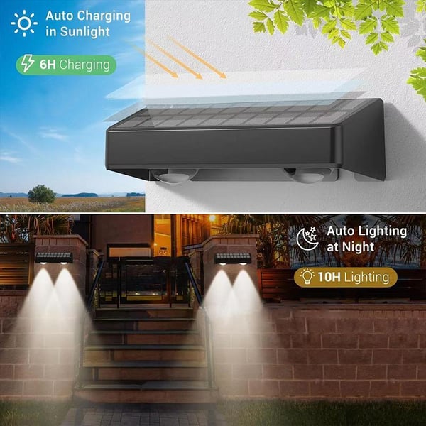 Pack Of 08 - Modern Solar Powered Fence Lights