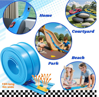 Flex Tracks 15Ft for Kids, STEM Flexible Race Car Ramp Track