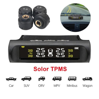 Pack Of 02 -  Solar Power Car Tire Pressure Monitoring Tool