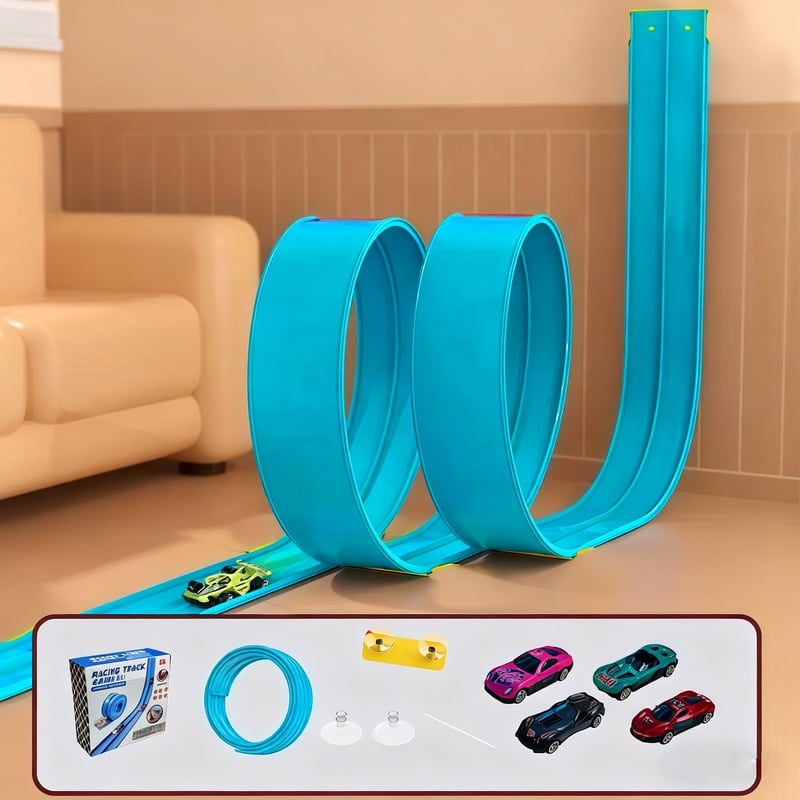 Flex Tracks 15Ft for Kids, STEM Flexible Race Car Ramp Track