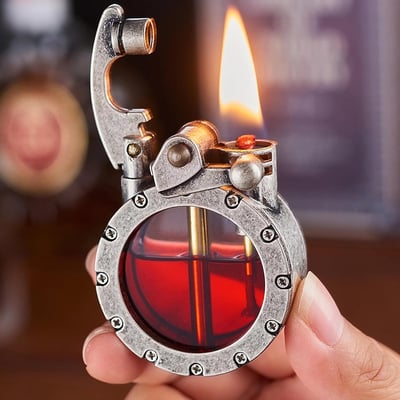 Pack Of 03 -  Vintage Trench Lighter Transparent Kerosene Lighter Antique Steampunk Lighter Cool Unique Lighter for Men