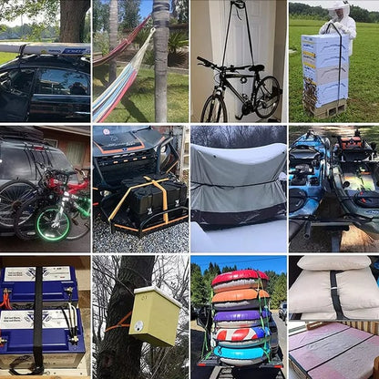 Pack of 04 -  Retractable Auto Ratchet Strap with RAIL BRACKET BUNDLE