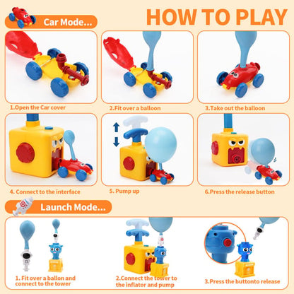 Pack Of 02 -  Balloon Car Toy Pump Set