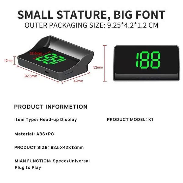 Pack Of 02 - Head-Up Display Car GPS Digital Speedometer