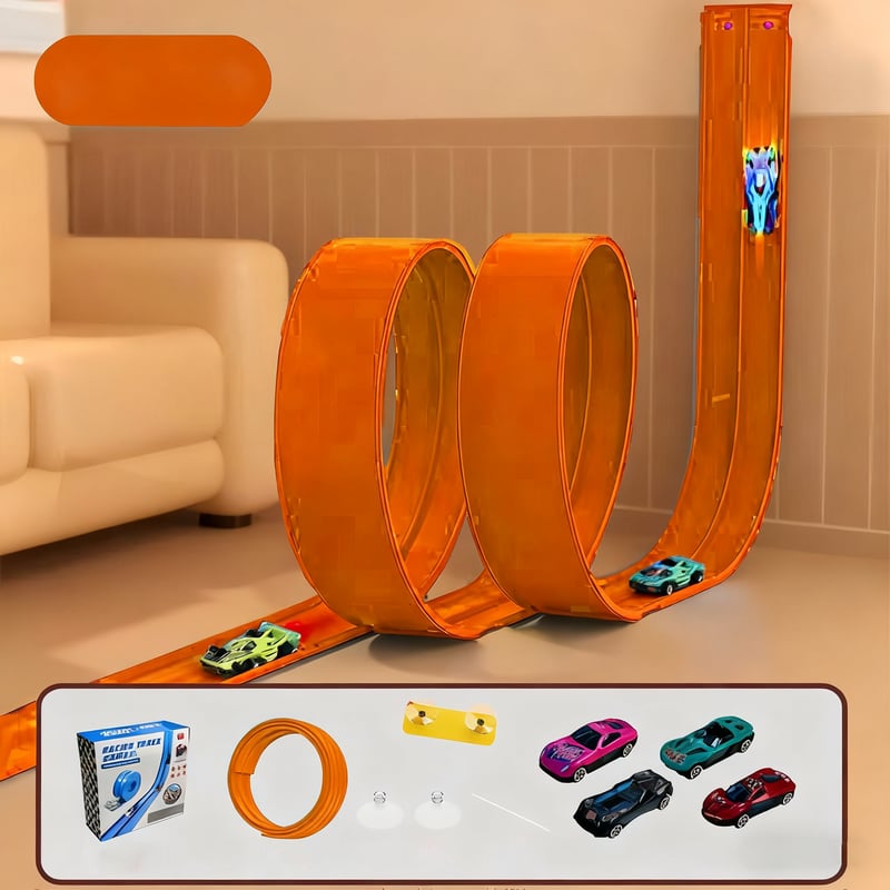 Flex Tracks 15Ft for Kids, STEM Flexible Race Car Ramp Track