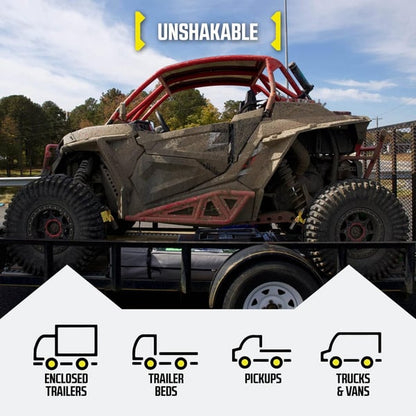 Pack of 04 -  Retractable Auto Ratchet Strap with RAIL BRACKET BUNDLE