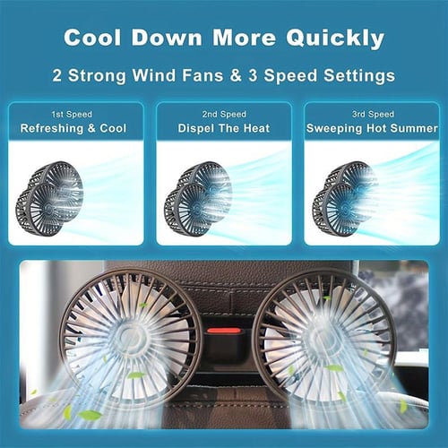 Pack Of 3 - Adjustable Car Backseat Fan
