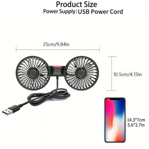 Pack Of 3 - Adjustable Car Backseat Fan