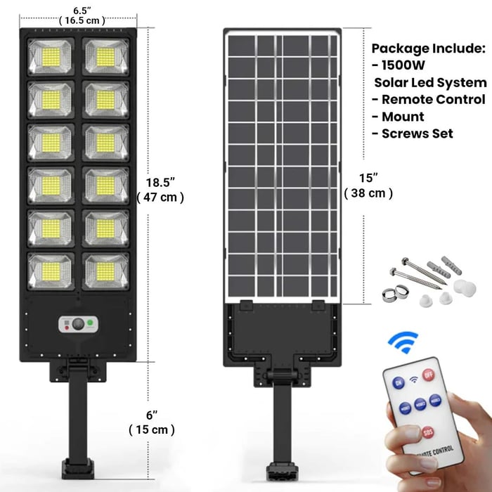 Pack Of 3 - 1500w Solar Led Light System