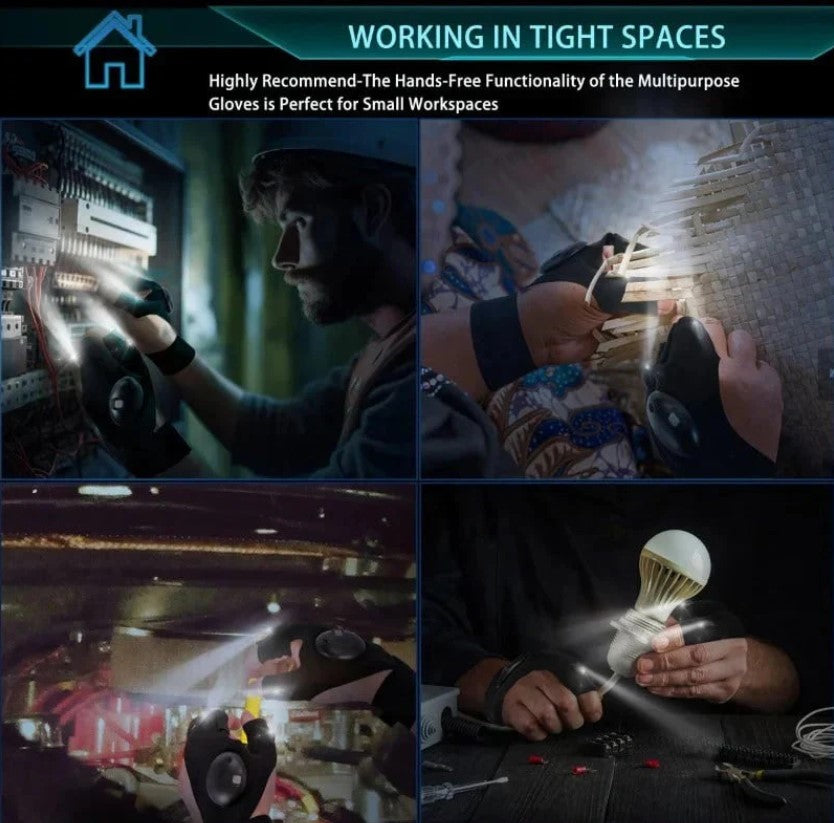 pack Of 04	Hands-Free LED Half Finger Gloves