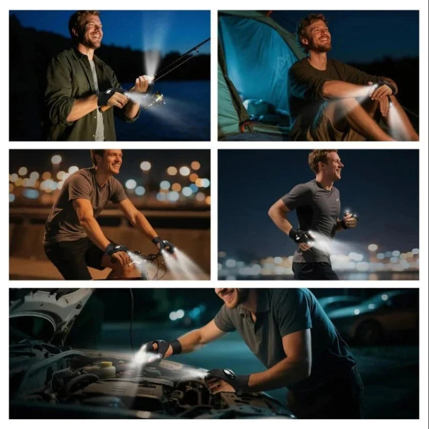 pack Of 04	Hands-Free LED Half Finger Gloves