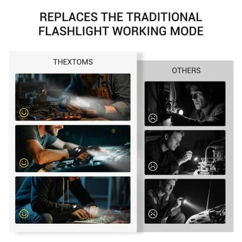 pack Of 04	Hands-Free LED Half Finger Gloves