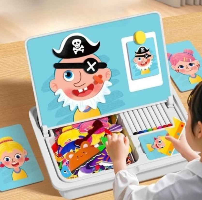 Pack Of 03 - Magnetic Puzzles Face Dress Up Travel Game Double Side Preschool Educational Learning Toy for Kids