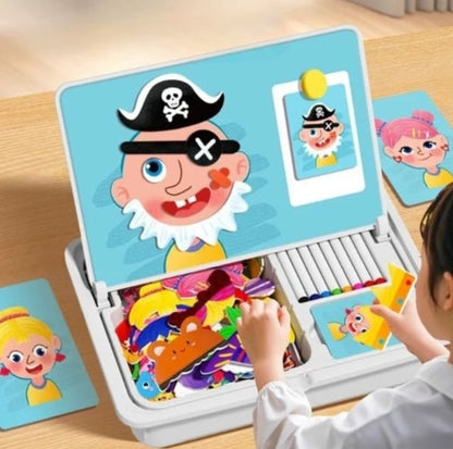 Pack Of 03 - Magnetic Puzzles Face Dress Up Travel Game Double Side Preschool Educational Learning Toy for Kids
