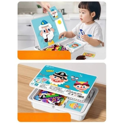Pack Of 03 - Magnetic Puzzles Face Dress Up Travel Game Double Side Preschool Educational Learning Toy for Kids