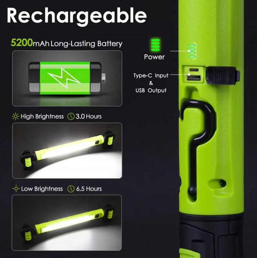 Pack Of 05 - 🔥🌟🔦3000 Lumens Rechargeable Work Light — Bright, Tough & Built for Every Job💡