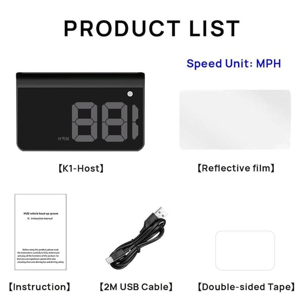 Pack Of 02 - Head-Up Display Car GPS Digital Speedometer
