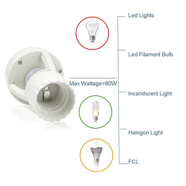 Pack of 6 - Motion Sensor Light Socket