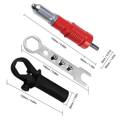 Pack Of 02 - Professional Rivet Gun Adapter Set With 4 Nozzle Screws