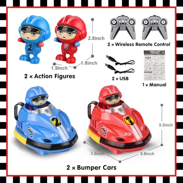 pack of 2 - Remote control bumper cars