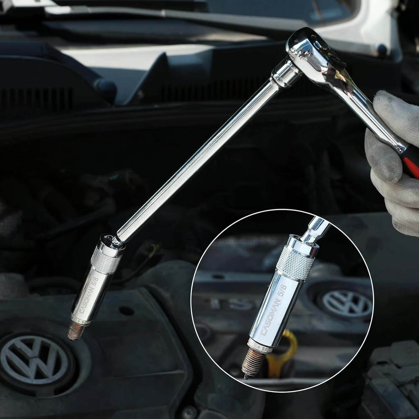 Pack Of 02 - 6PCS 3/8-Inch Drive Magnetic Swivel Spark Plug Socket Set