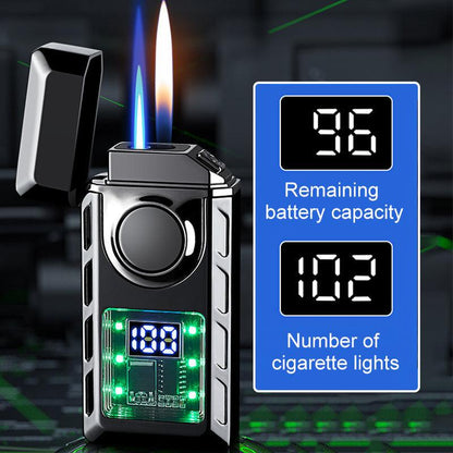 Pack Of 02 -  Multi-Functional Dual Flame Lighter with Colored Lights