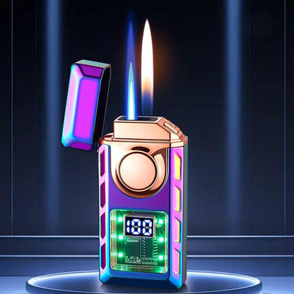 Pack Of 02 -  Multi-Functional Dual Flame Lighter with Colored Lights
