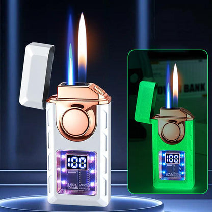 Pack Of 02 -  Multi-Functional Dual Flame Lighter with Colored Lights